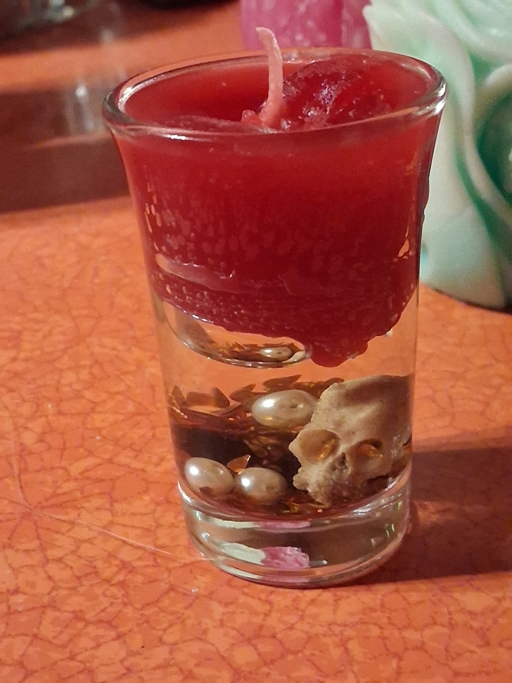 Red Skull Accent Candle in Glass Votive - Unbranded